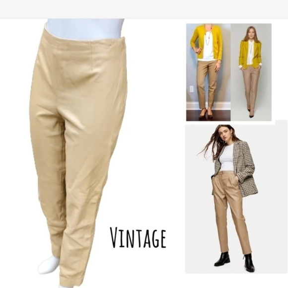 Vintage Pants - Vintage Dana Buchman Super Soft Trouser beige leather pants 8